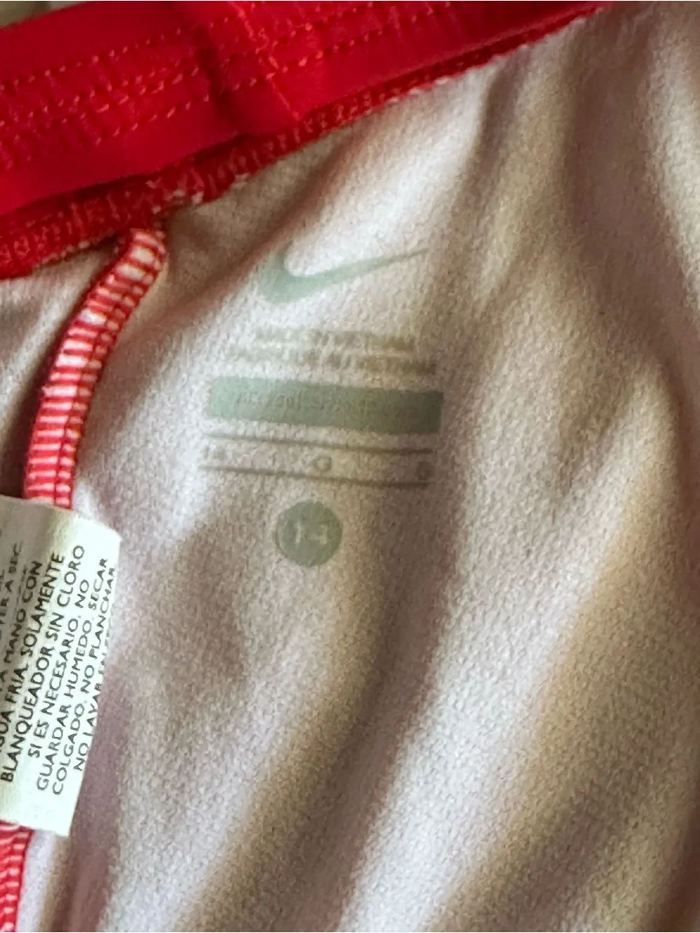Nike Girls One Piece Racerback Swimsuit Red Size 14 Lined Swimwear Swoosh